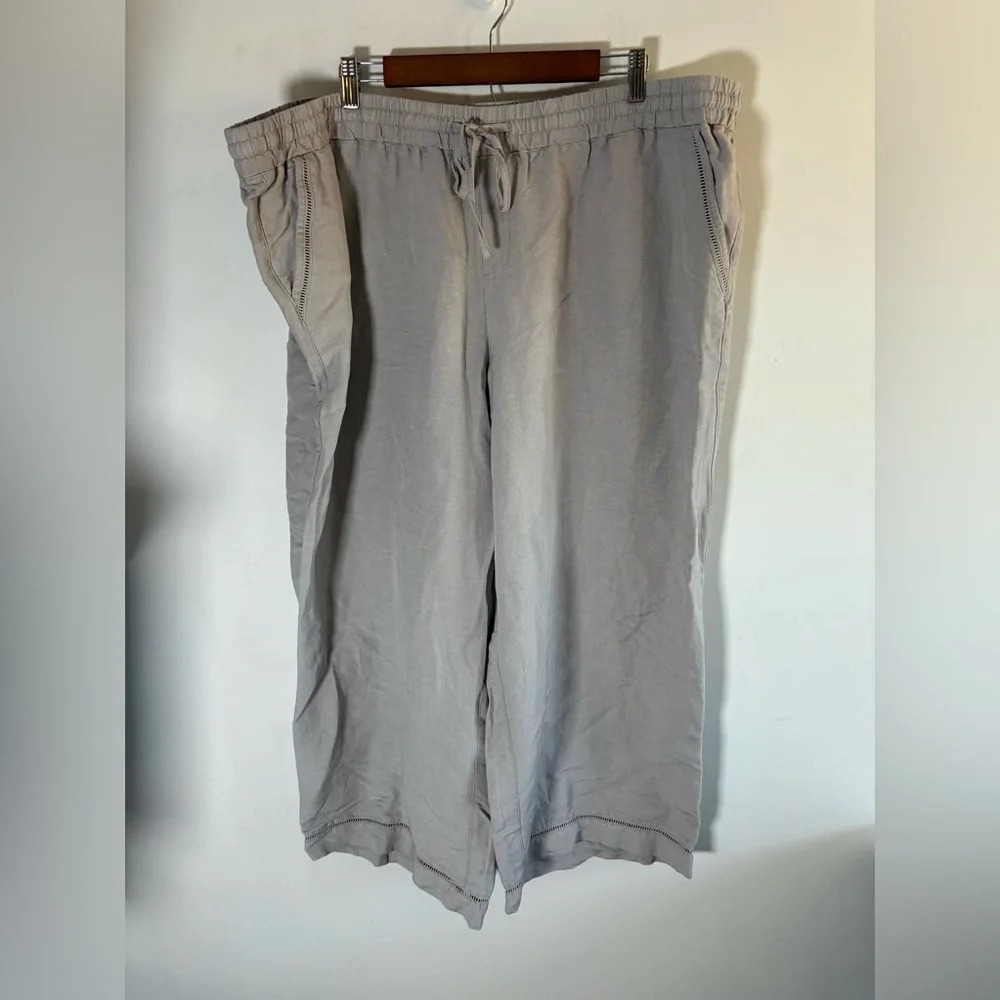 NEW Lane Bryant Wide leg Pull on‎ Linen Pants Sand Tan Minimalist Neutral 0237